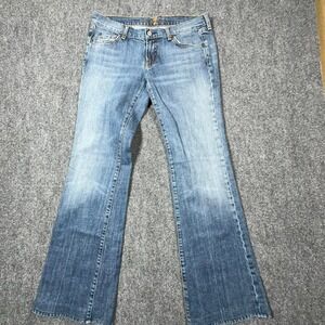 7 For All Mankind Womens Flare Jeans Medium Wash Low Rise Size 30 U076055U-055U
